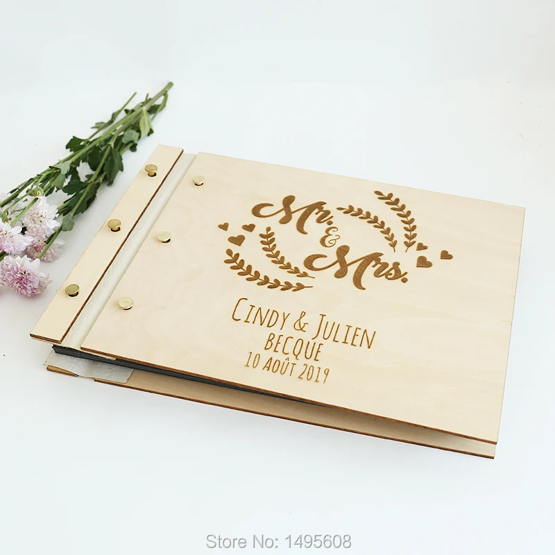 Personalized Wedding Guest Book, Wooden Hand Made, Wood Alternate Mr Mrs Guestbook, Custom Newlywed Wedding Guest Register, Mr M