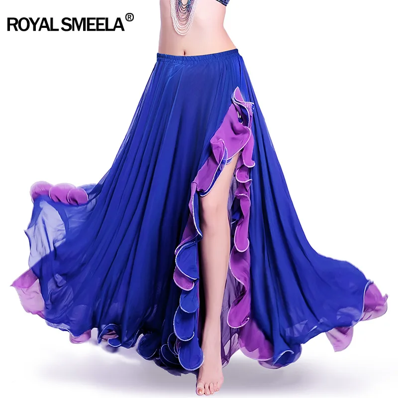 Slit Chiffon Skirt belly dancing skirt for women belly dance costumes Belly dance dress Lotus leaf performance Maxi Skirt long