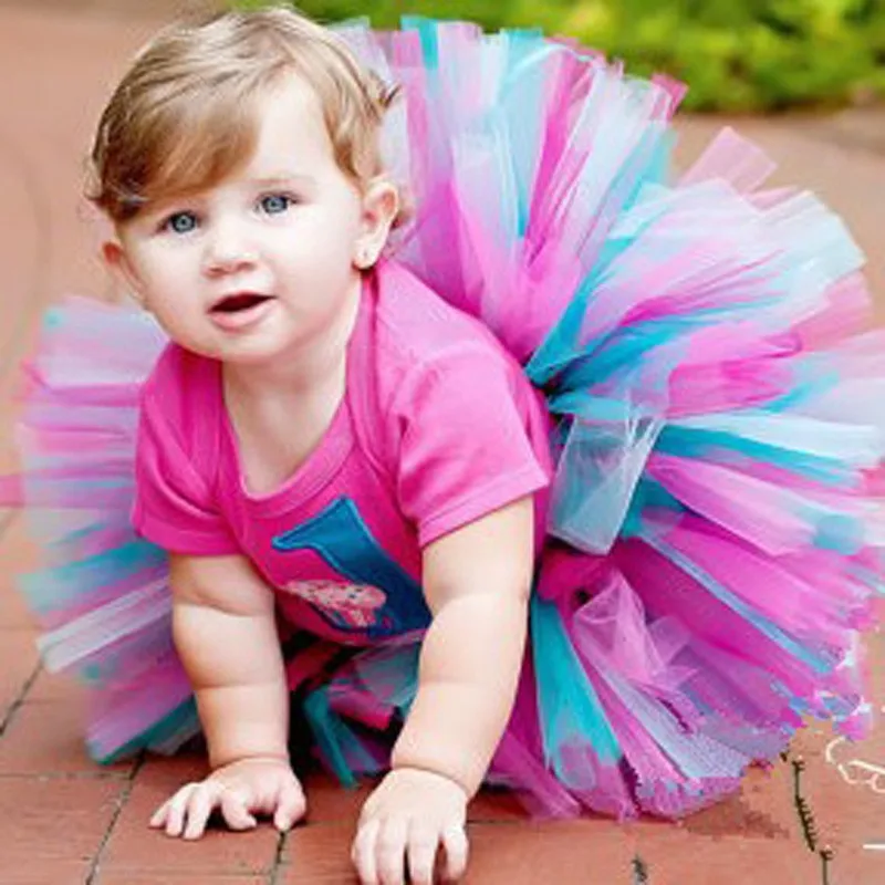 Colorful Baby Girls Tutu Skirts Infant Toddler Handmade Fluffy Ballet Tutus with Ribbon Bow and Headband Kids Tulle Pettiskirts