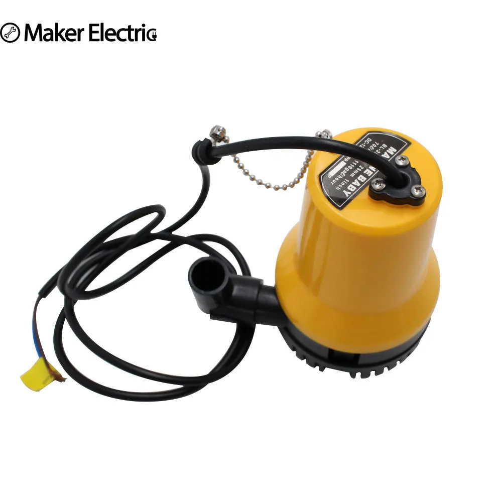 Submersible Brushless bilge pump solid shell with chain Removable filter bright yellow mini 12V dc water pump