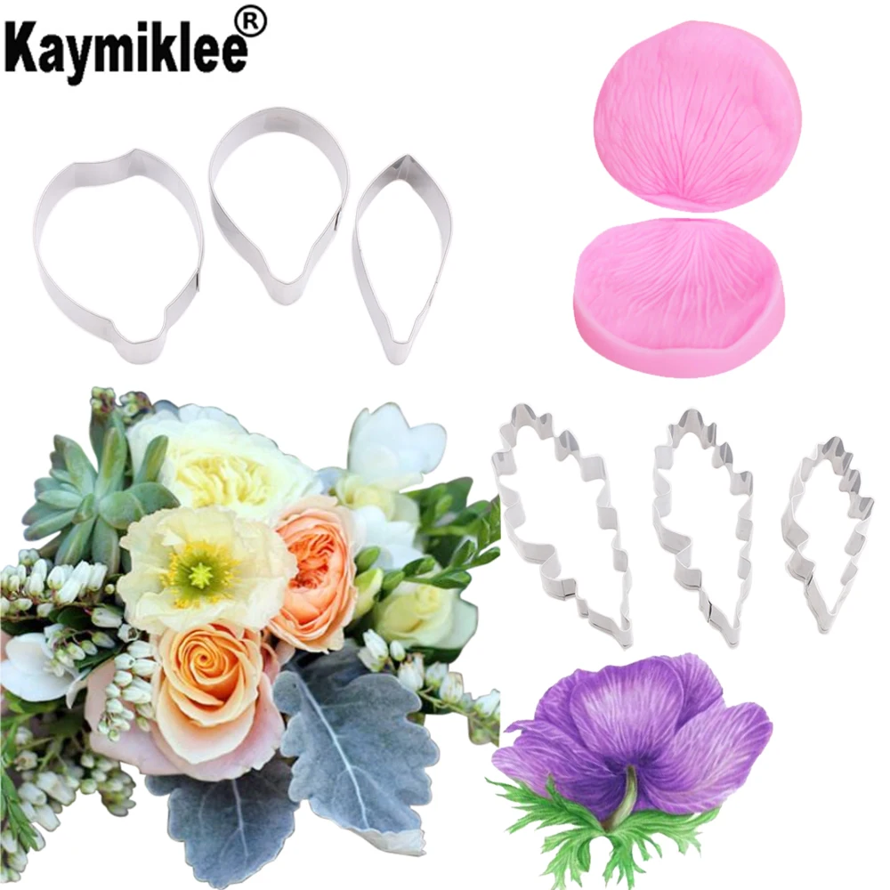 

Cineraria & Anemone Veiners Silicone Molds Fondant Sugarcraft Gumpaste Clay Water Paper Cake Decorating Tools CS249