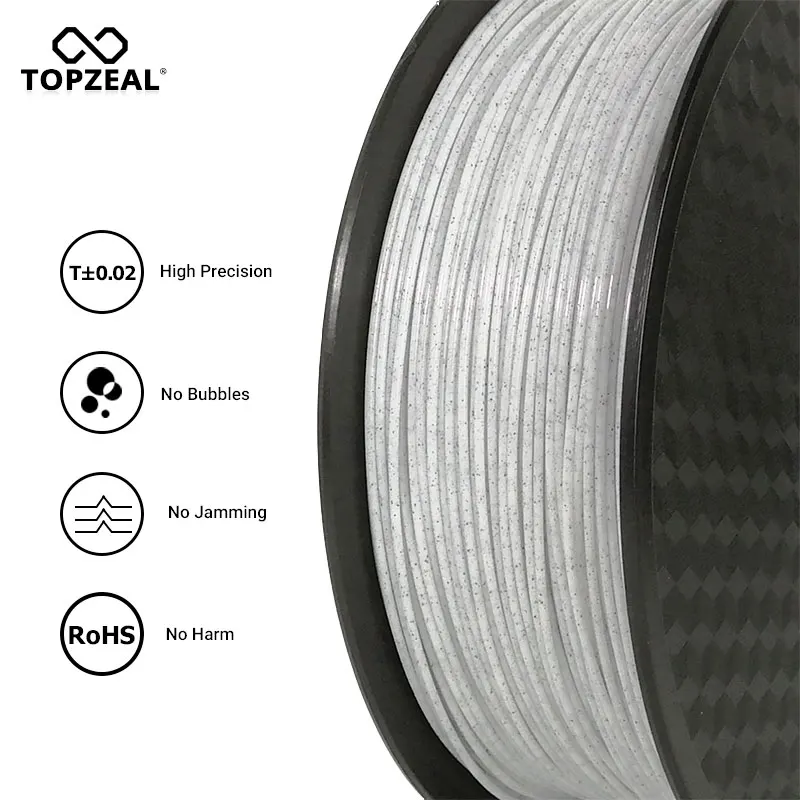 TOPZEAL PLA Filament Marble Color 1.75mm PLA 3D Printing Filament Accuracy +/- 0.02mm 1KG Spool for 3D Printer