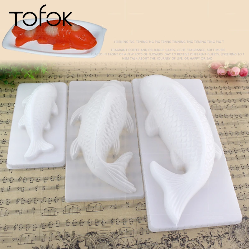 2PCS DIY 3D Koi Fish Carp Mold Plastic Jelly Handmade Sugarcraft Mold Mousse Cake Pudding Chocolate Mould Baking Tool