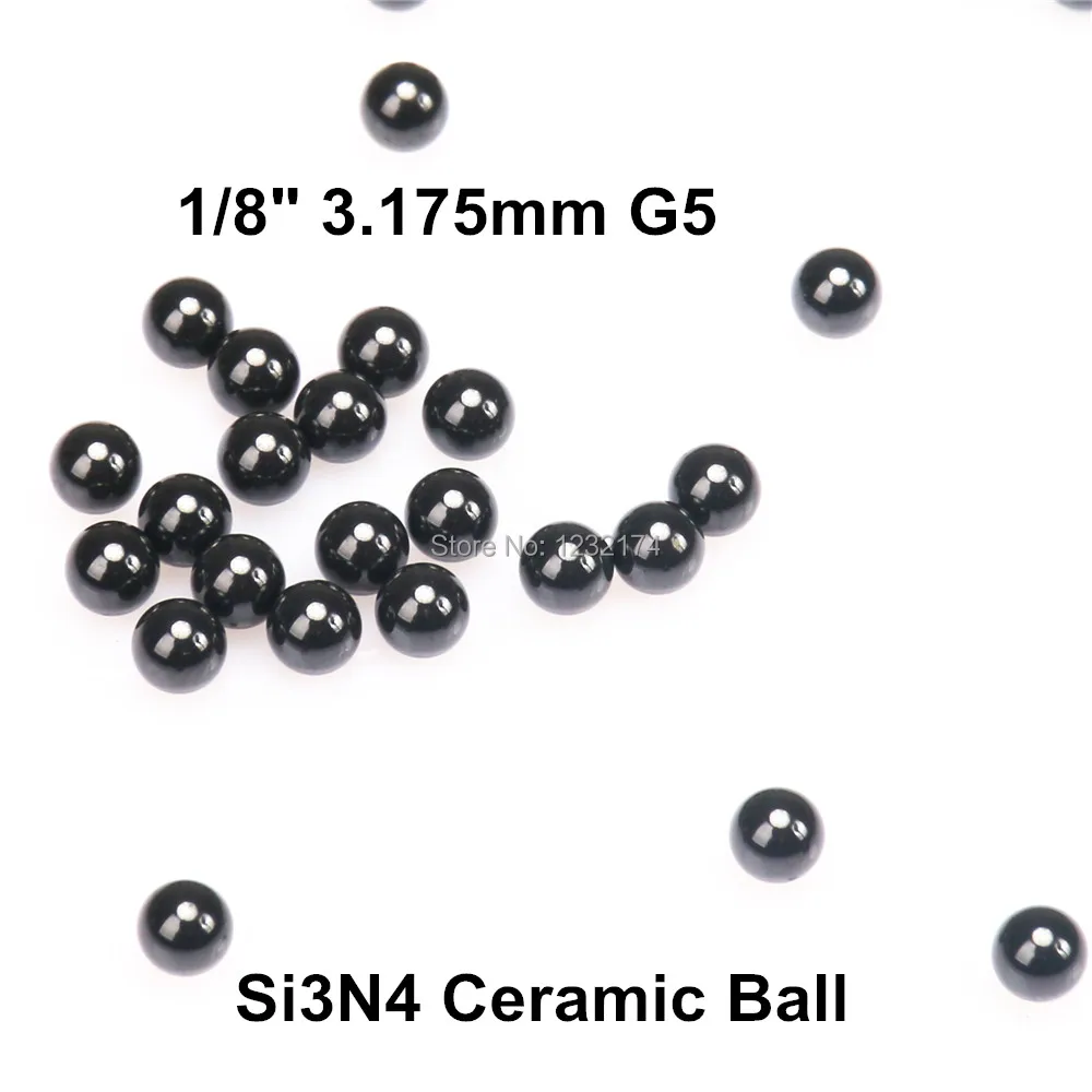 

1/8" 3.175mm Silicon Nitride Ceramic Ball Si3N4 G5 100PCS Used in Bearing,Pump, Valve ball, linear slider 3.175mm ceramic ball