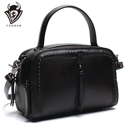 Handmade Leather Messenger Bags Women Pillow Handbag Vintage Genuine Portable Ladies Handbags