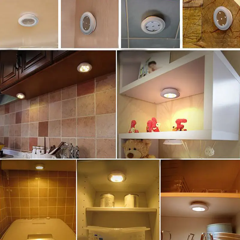 New 5 LED Wireless Puck Bright White Warm White Lights Remote Control Home LED Wireless Puck Light