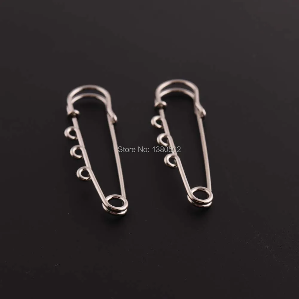 20pcs/lot 63*15mm Silver and Gold Color 3holes Brooch pins Safety Pins Decoration accessories