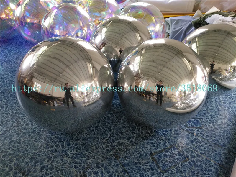 Pvc1.2m silver inflatable mirror ball, gold inflatable mirror ball, free delivery of an air pump, other sizes can be customized