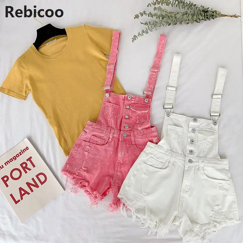 Rompers Nữ Jumpsuit Quần Short Denim Áo Liền Quần Cho Nữ Playsuits Rompers Plus Kích Thước Lỗ Vintage Dây Nữ Tracksuits