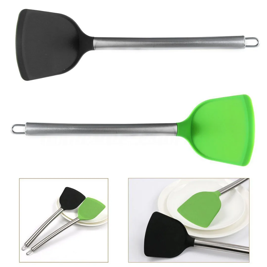 

1 * Non Stick Silicone Spatula Pancake Omelets Burgers Slice Turner Kitchen Tool