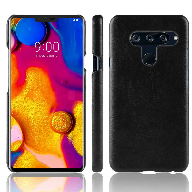 Coque rigide en cuir PU pour LG V40 ThinQ, avec motif Litchi, étui protecteur