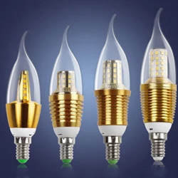 LED Bulb E14 E27 Energy Saving Lamp Aluminum Golden Light AC220V Led Lamp Cool Warm White LED Candle Bulb 5W 9W 12W 1PC