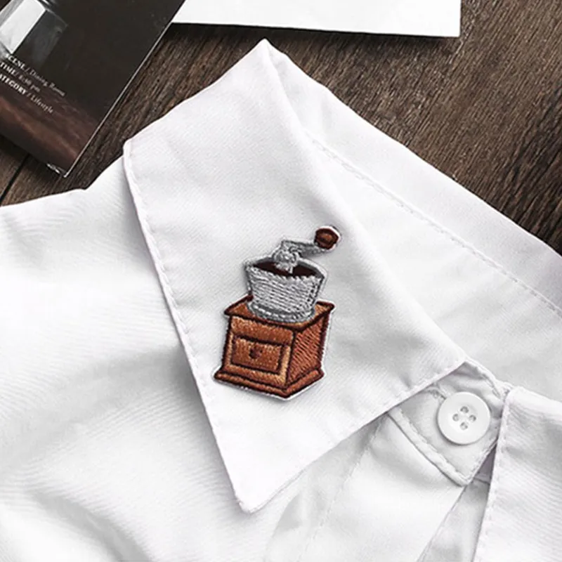 4pcs Embroidery Cafe Gadget Food Badge Set for Uniform Barista Waiter Waitress Accessory Coffee Roaster Coffee Maker Bistro A5