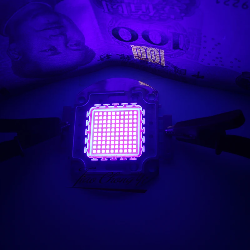 tiaochongyi UV Purple High Power LED Chip 360Nm 375Nm 385Nm 395Nm 405Nm UVA UVB Lighting Beads 3 5 10 20 30 50 100 watts