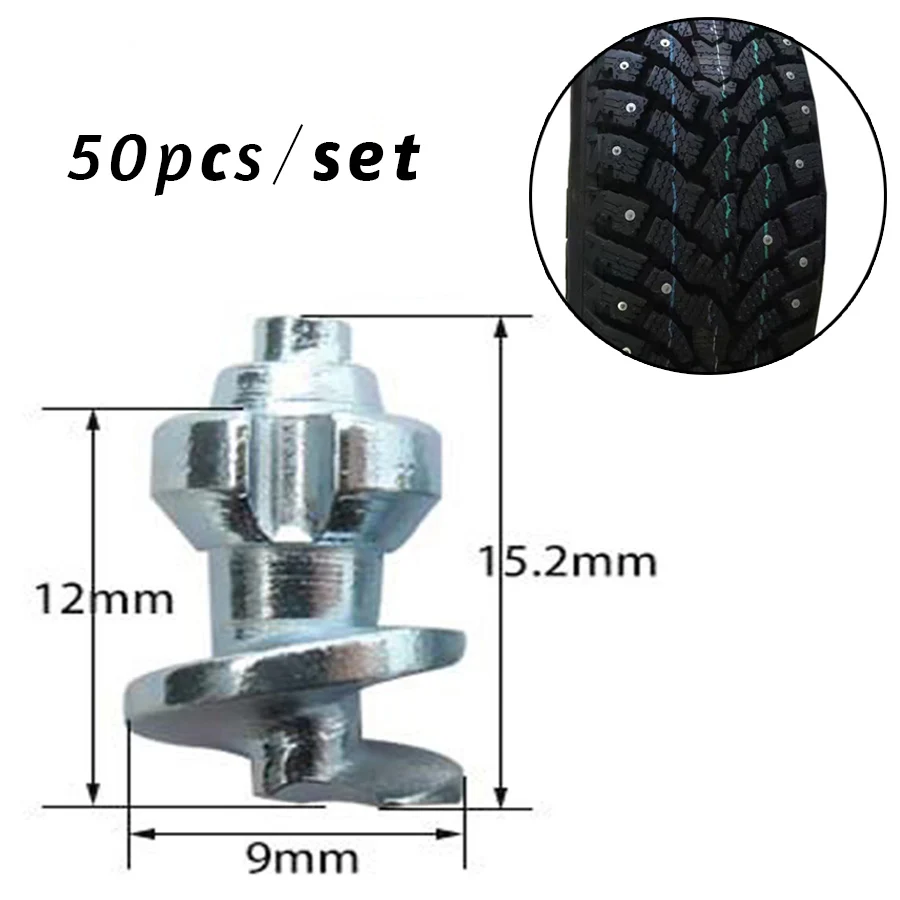 50PCS Winter Car Tires Studs Screw Snow Spikes Wheel Tyres Snow Chains Studs Kit For Auto Car Motorcycle SUV ATV Truck