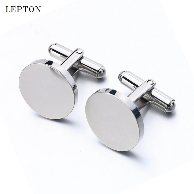 رائجة البيع أزرار أكمام من الفولاذ المقاوم للصدأ للرجال أزرار أكمام لامعة فارغة حفل زفاف هدية ليبتون الرجال قميص الأصفاد زر الكم #2