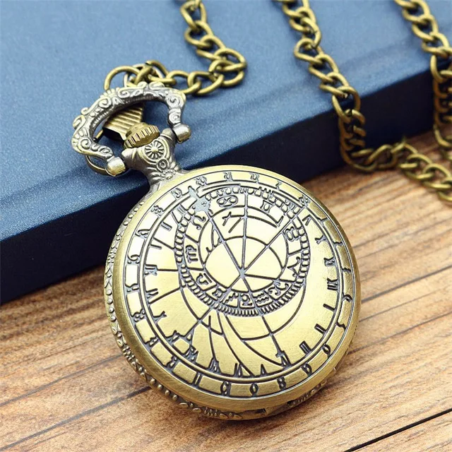 New Retro Vintage Bronze Steampunk Quartz Necklace Pendant Chain Clock Pocket Watch Men Women high quality antique Flip watch