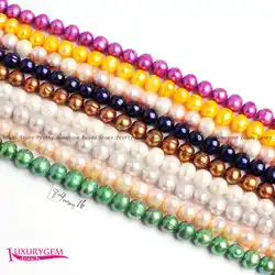 8-8.5mm Multicolor Natural Freshwater Pearl Oval Shape DIY Loose Beads Strand 35cm Jewelry Making wj404