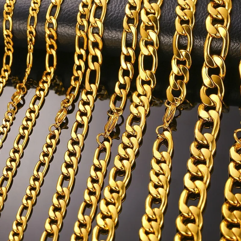 Men Chain Necklace for Men Women Stainless Steel Wheat Cuba Snake Box Link Necklaces 2-6MM Wide