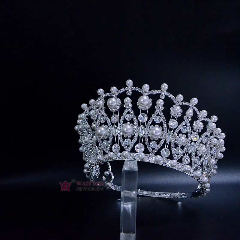 Imagem -06 - Pérola Pageant Crown High Grade Tiara Australian Crystal Hand Made Acessórios Hairwear Ajustável Mo264 Ajustável