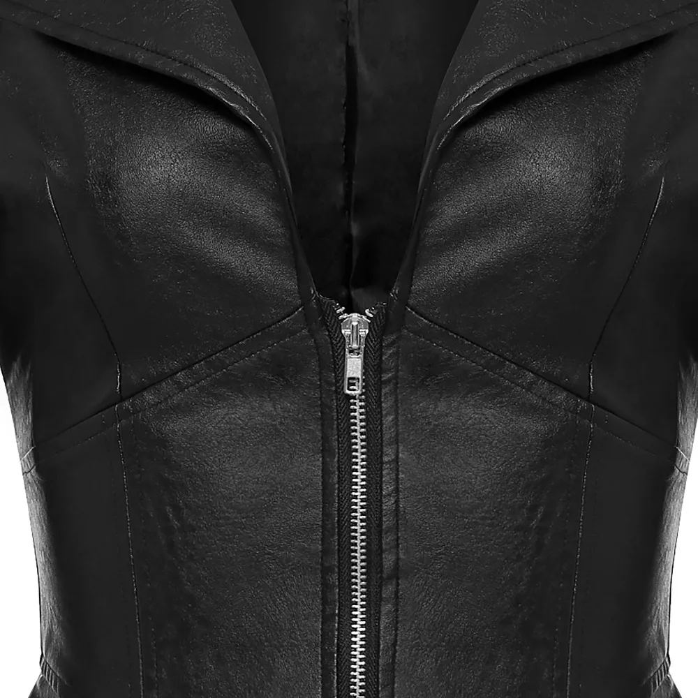 Veste gothique en faux cuir PU femme, mode hiver automne veste de moto noir manteaux en faux cuir vêtements d'extérieur manteau chaud