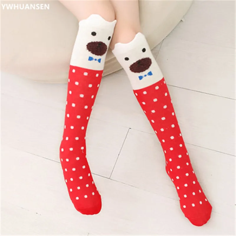 YWHUANSEN 1 Pair 2024 Girls Knee High Socks Animal Cotton Knit Over Calf Socks for Kids Teens Cute Cartoon Children Socks Spring