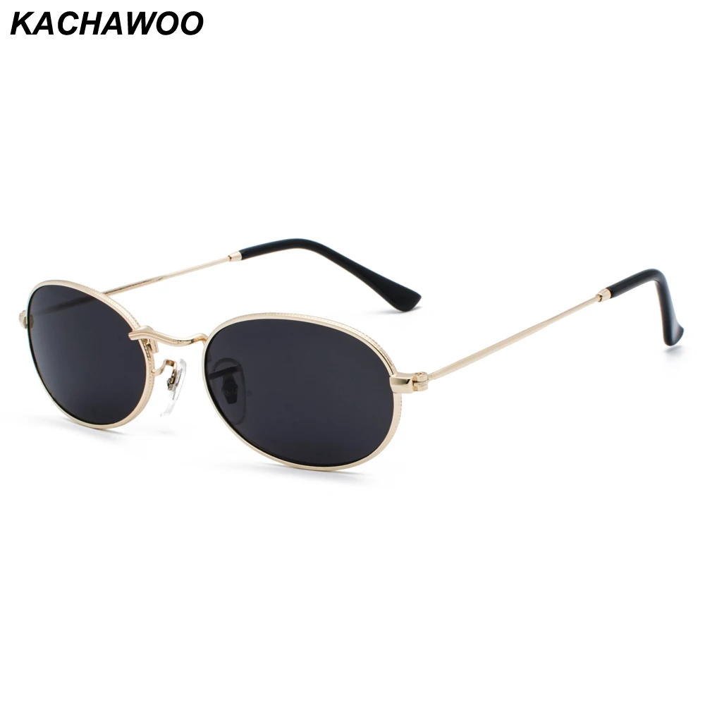Kachawoo Oval Sunglasses For Men Small Metal Frame Black Red Pink Retro Sun Glasses Women New Year Gift