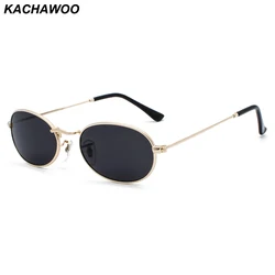 Kachawoo Oval Sunglasses For Men Small Metal Frame Black Red Pink Retro Sun Glasses Women New Year Gift