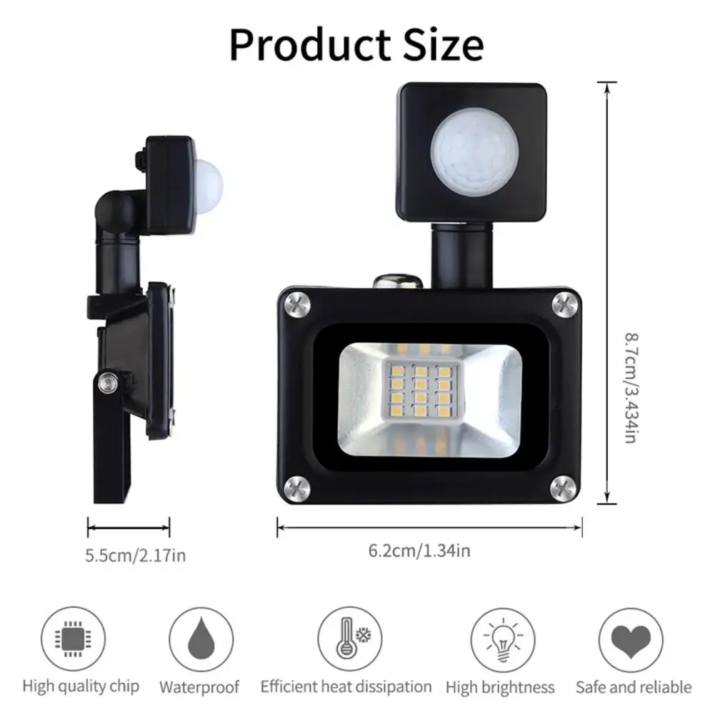 10W ไฟ Led น้ำท่วมกลางแจ้ง Lanscape 10W กันน้ำ IP65 AC 200-240V Induction Sense โคมไฟน้ำท่วมสวน700LM