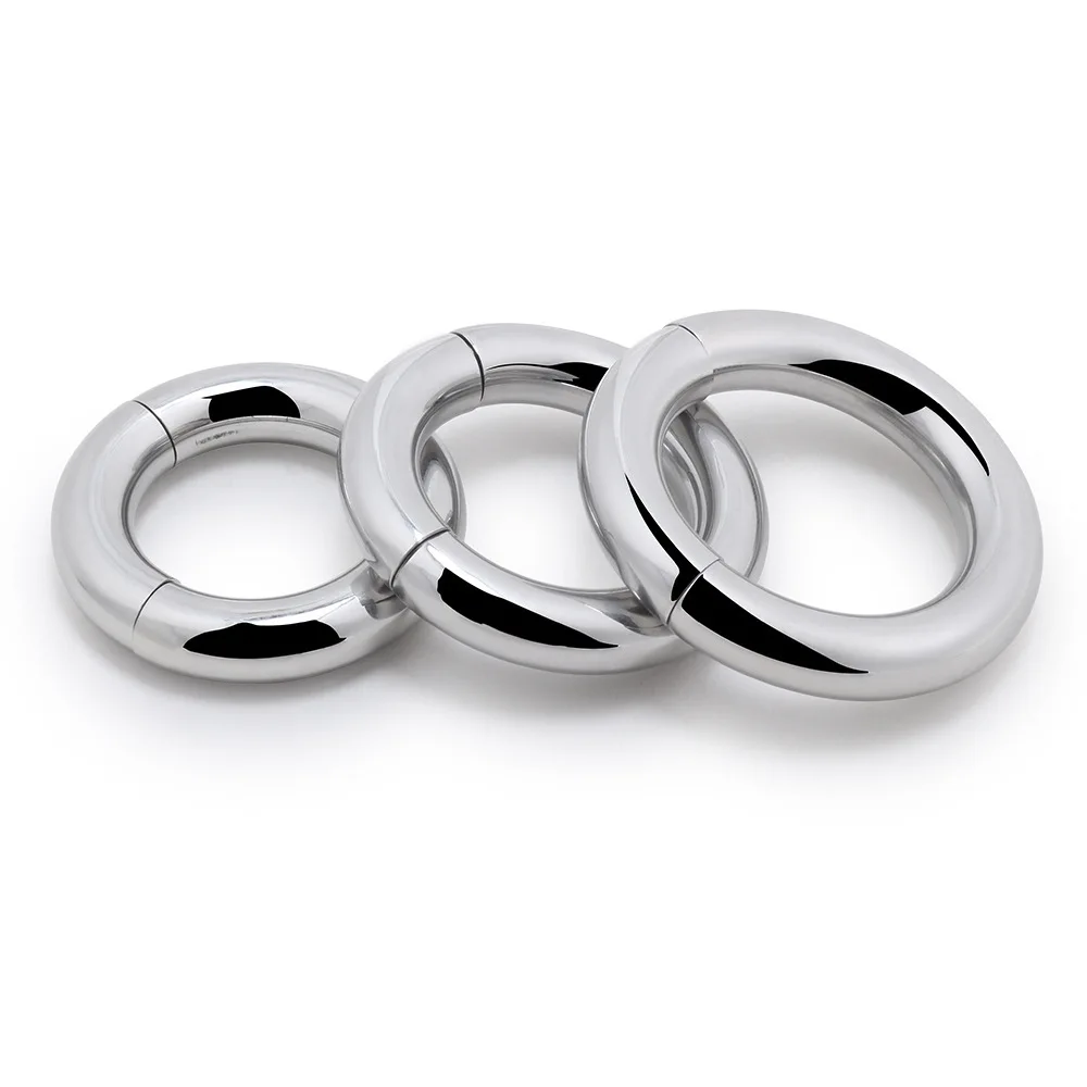 Stainless Steel Cock Ring Magnetic Lock Penis Delay Ring Chastity Device Ball Stretcher Metal Sex Toys for Men Drop Shipping - view 3