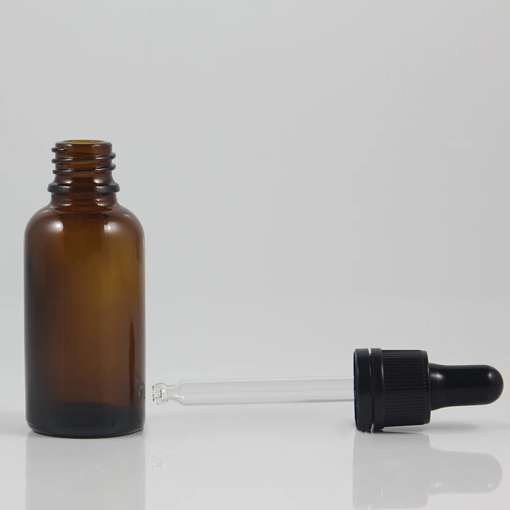 

Plastic black dropper glass cosmetic packaging bottles 30ml, 1 oz essential oil bottle glass for foundation