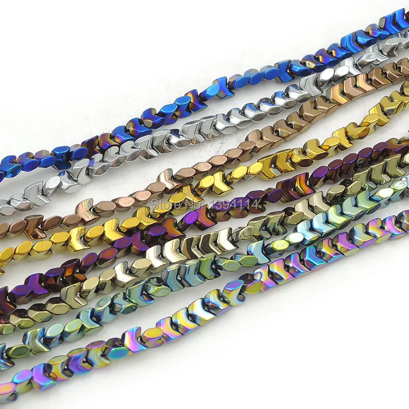 4*3*3mm Titanium Colors Glossy Hematite Faceted V Beads 16 Inch Full Strand