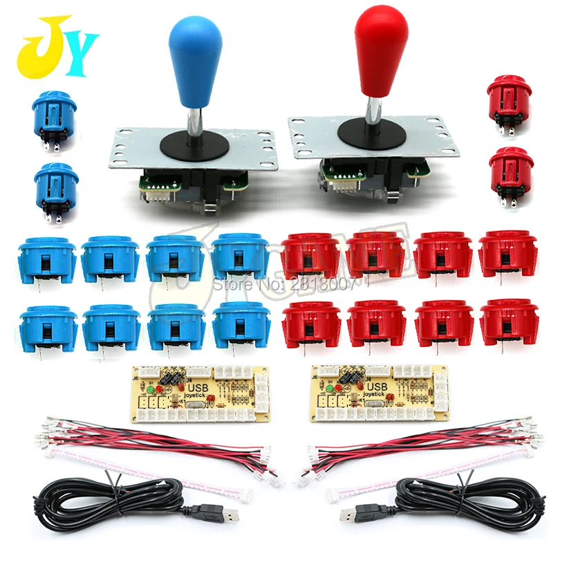 Arcade Joystick DIY Kit Zero Delay Arcade DIY Kit USB Encoder To PC Arcade Sanwa Joystick + Sanwa Push Buttons For Arcade Mame