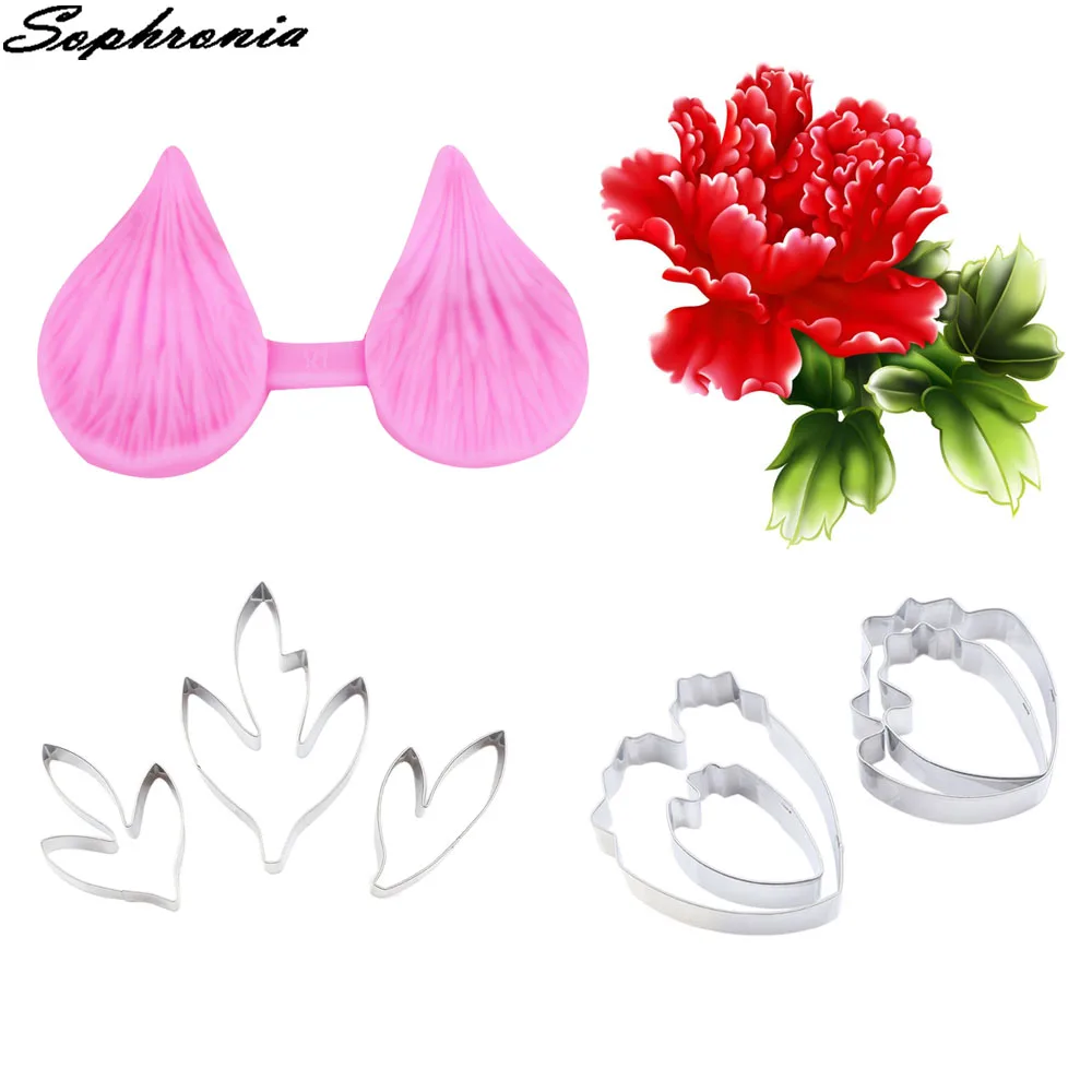 

Peony Flower Petal Veiner Silicone Mold Flowers Chocolate Mould For Desserts Cake Shape Resin Clay Scented Fondant Model CS163
