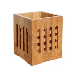 1 pc Chopsticks Holder Holey Durable Kitchen Bamboo Tableware Drying Canister Storage Bucket Cutlery Organizer for Restaurant