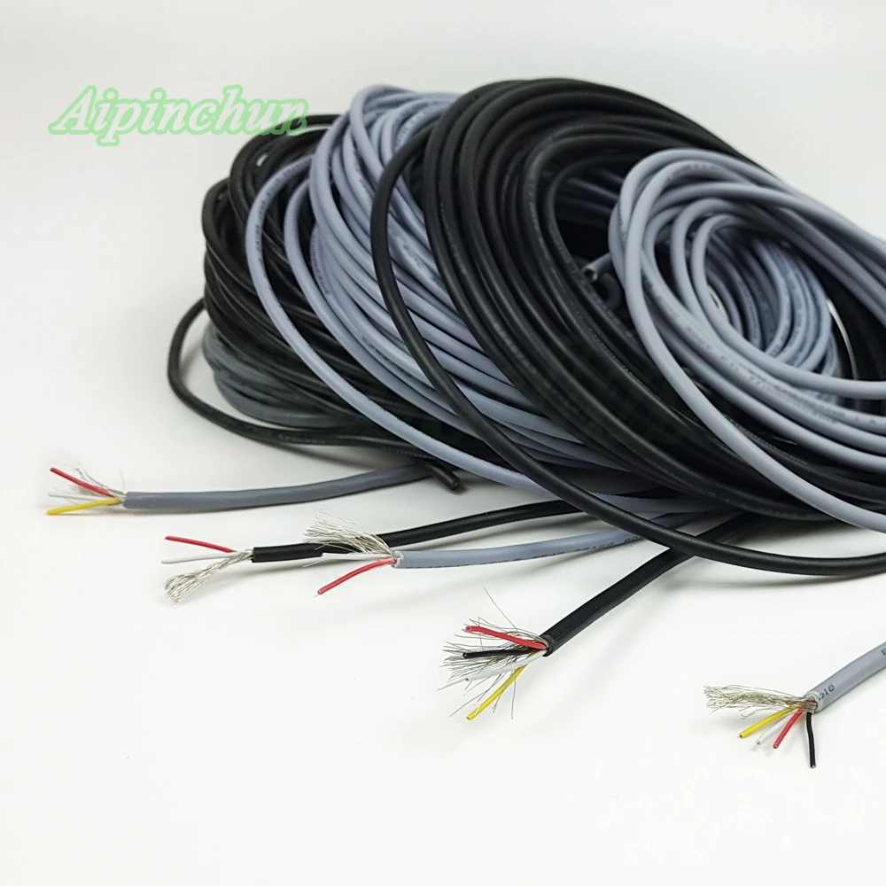Aipincheng 20 متر 2 3 4 5 الأساسية سلك محمي 2547 28AWG 2.1 قناة الصوت خط إشارة كابل درع سلك ل مكبر للصوت