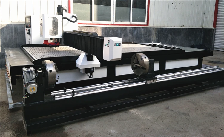 Cargador de cambio automático de 8 herramientas, enrutador CNC de 4 ejes, eje de refrigeración de aire de 9kw, máquina de tallado de CNC de madera para muebles, torno giratorio CNC