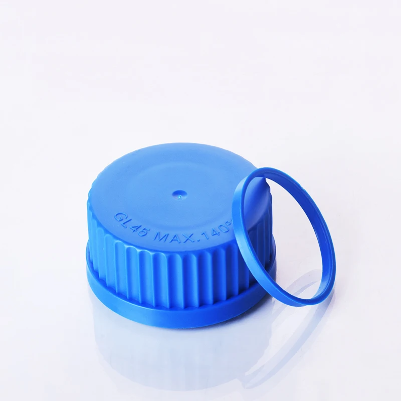 4pcs Yellow/Blue/Orange/Red/Green/White/Pink thread cap,GL45mm,Polypropylene material,Plastic Screw Cap with threaded bezel ring