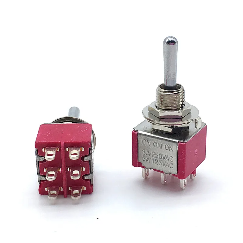 T812 Locking Type Toggle Switch T80-T ON ON ON 3A/250V 5A/125V 6mm 6PIN SP3T 3 Way Switches