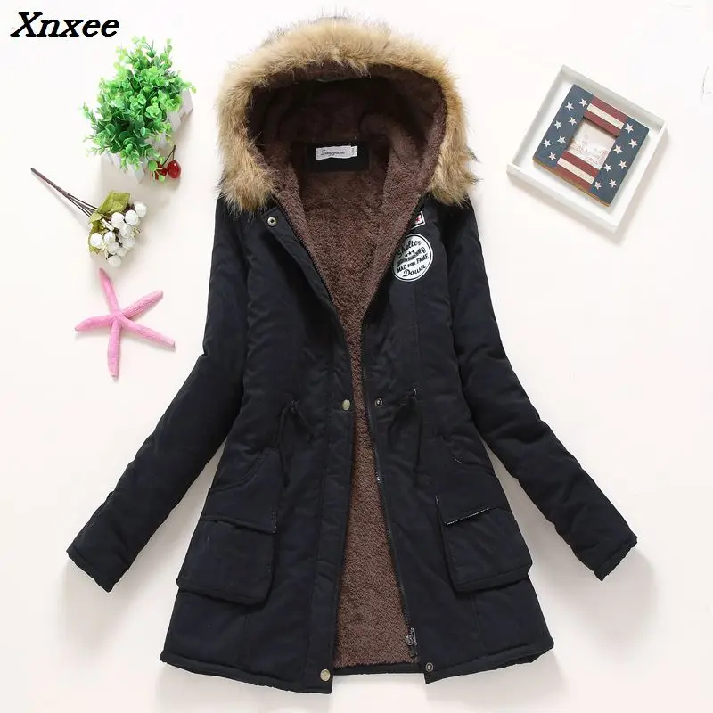 2018 winter jacket women wadded jacket female outerwear slim winter hooded coat long cotton padded fur collar parkas