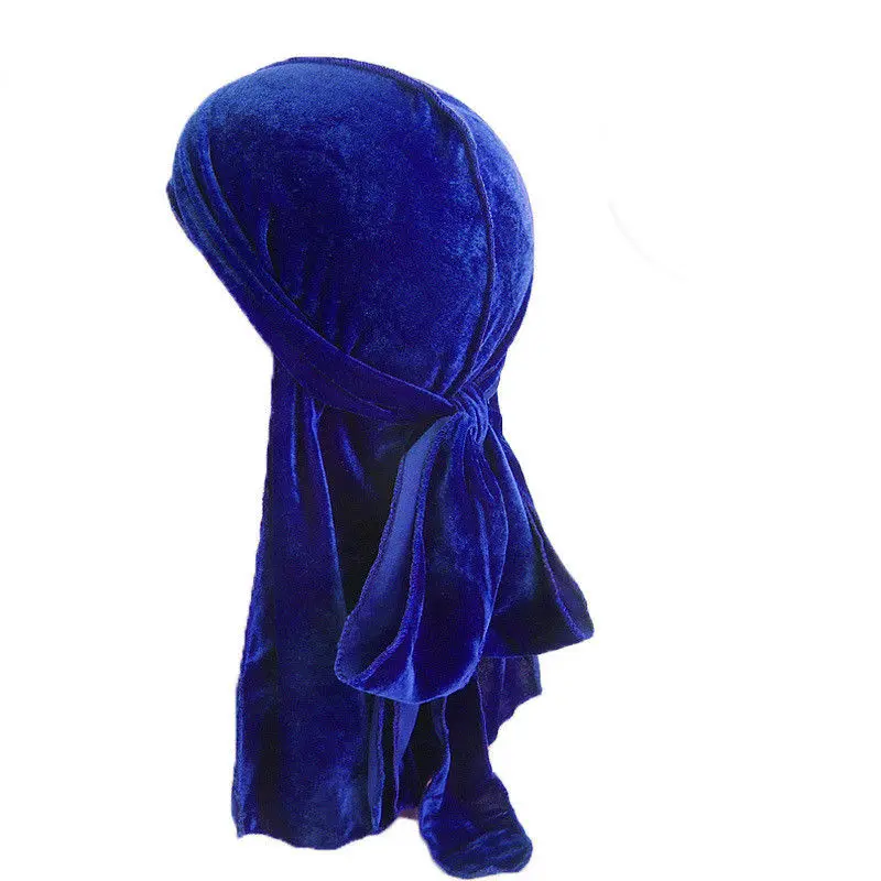 Venda quente unissex masculino feminino veludo respirável bandana chapéu turbante doo durag boné