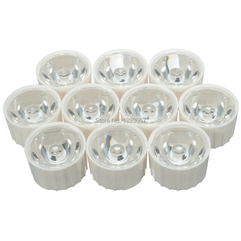 Lente LED de alta potência com suporte, lentes PMMA, 1W 3W 5 W 5 W 15 25 30 45 60 90 120 graus para contas de luz 1 3 5 watts, 20mm, 50set