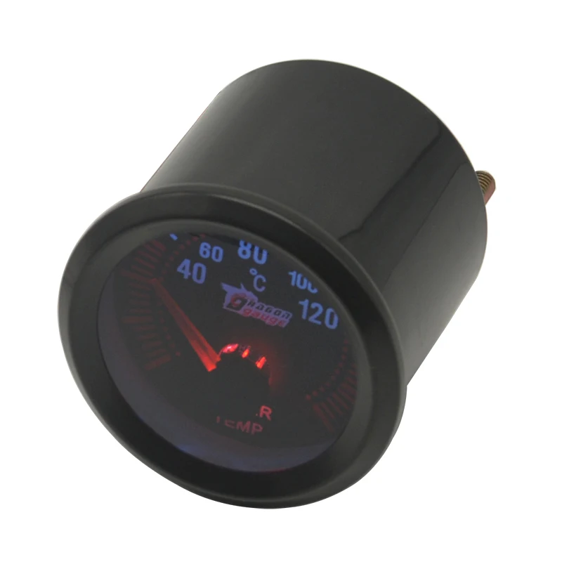 Dragon 52mm Black Shell Auto Pointer Water Temp Gauge 40-120 Celsius Temperature Meter For Car White Light