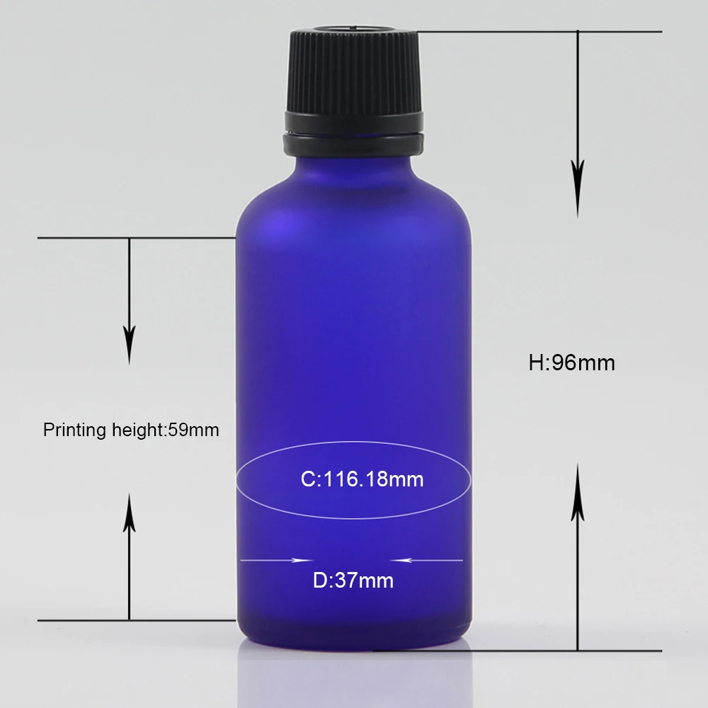 100Pcs Veel Blauwe Glazen Fles 50Ml Olie Luxe, Glas Olve Olie Fles Met Schroefdop Zwart