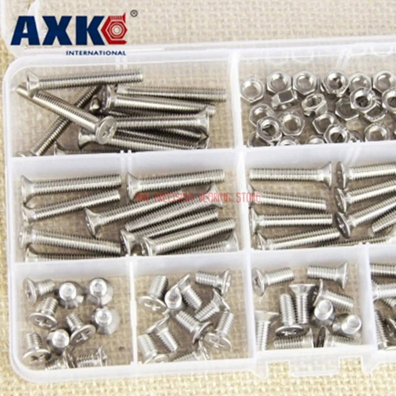 

Parafuso Wood Screws 304 Stainless Steel Cross Countersunk Head Machine Screw Set M5 Series Combination Bolt With Nut Flat Pad