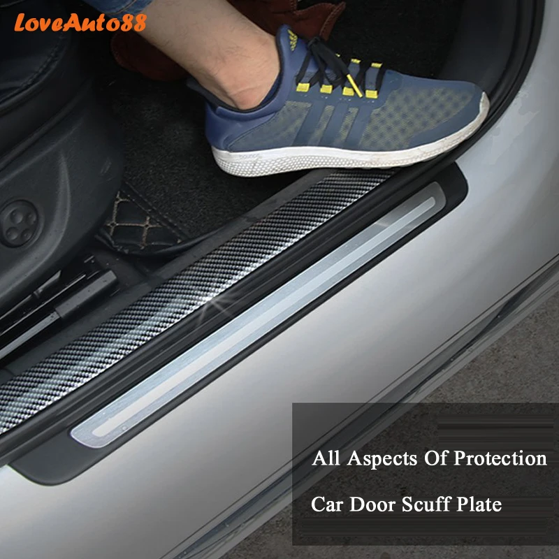 For Toyota RAV4 RAV-4 2019 2020 2021 2022 Carbon Fiber Rubber Door Sill Protector Goods Door Guard Bumper Decoration Accessories