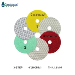 4 inch 100mm 2018 hot sale dry use of diamond flexible 3 step polishing pad,for stone and marble granite