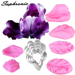 Iris Flower Petal Veiner &Cutter Silicone Mold Fondant Mould Porcelain Clay Chocolate Candy Gumpaste,Sugarcraft TulipModel CS170