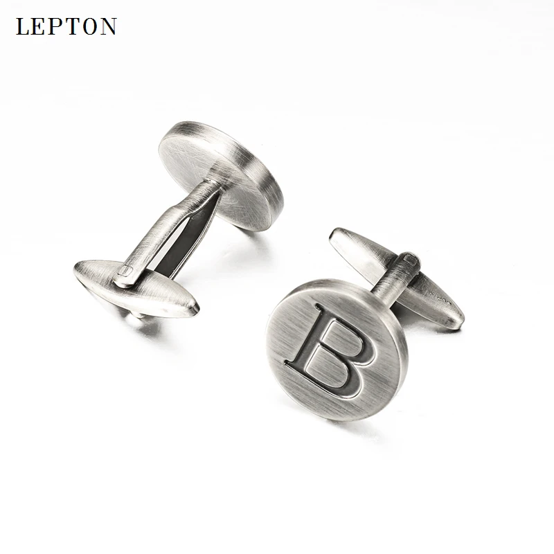 

Lepton Classic Antique Silver Plated Alphabet B Cufflinks for Men - Shirt Cuff Accessory with Distinctive Letter B Design
