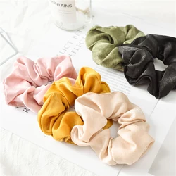 1PC Fashion Solid Color Satin Hair Rope Ties For Girls Women Elastic Hair Bands Scrunchie Sweet Hair Accessories Ponytail Holder